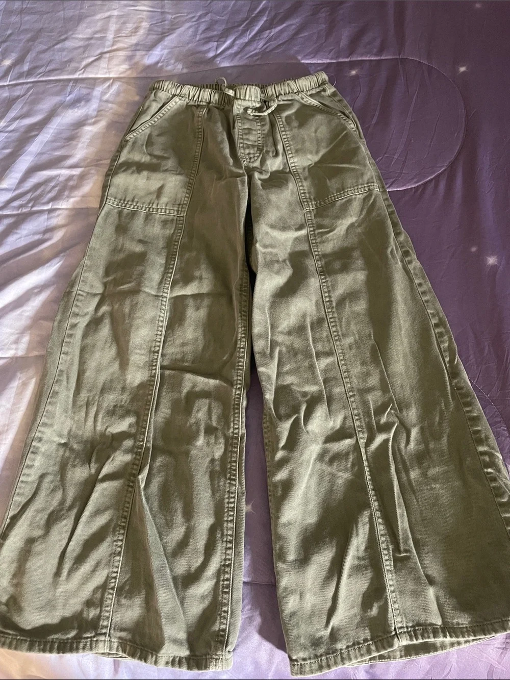 Gap Kids Girls Olive Wide-Leg Utility Pants